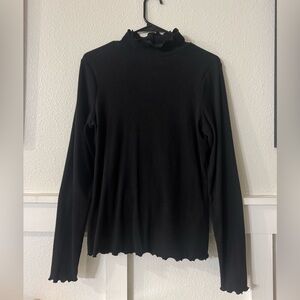 Black Ruffled Top Long Sleeve